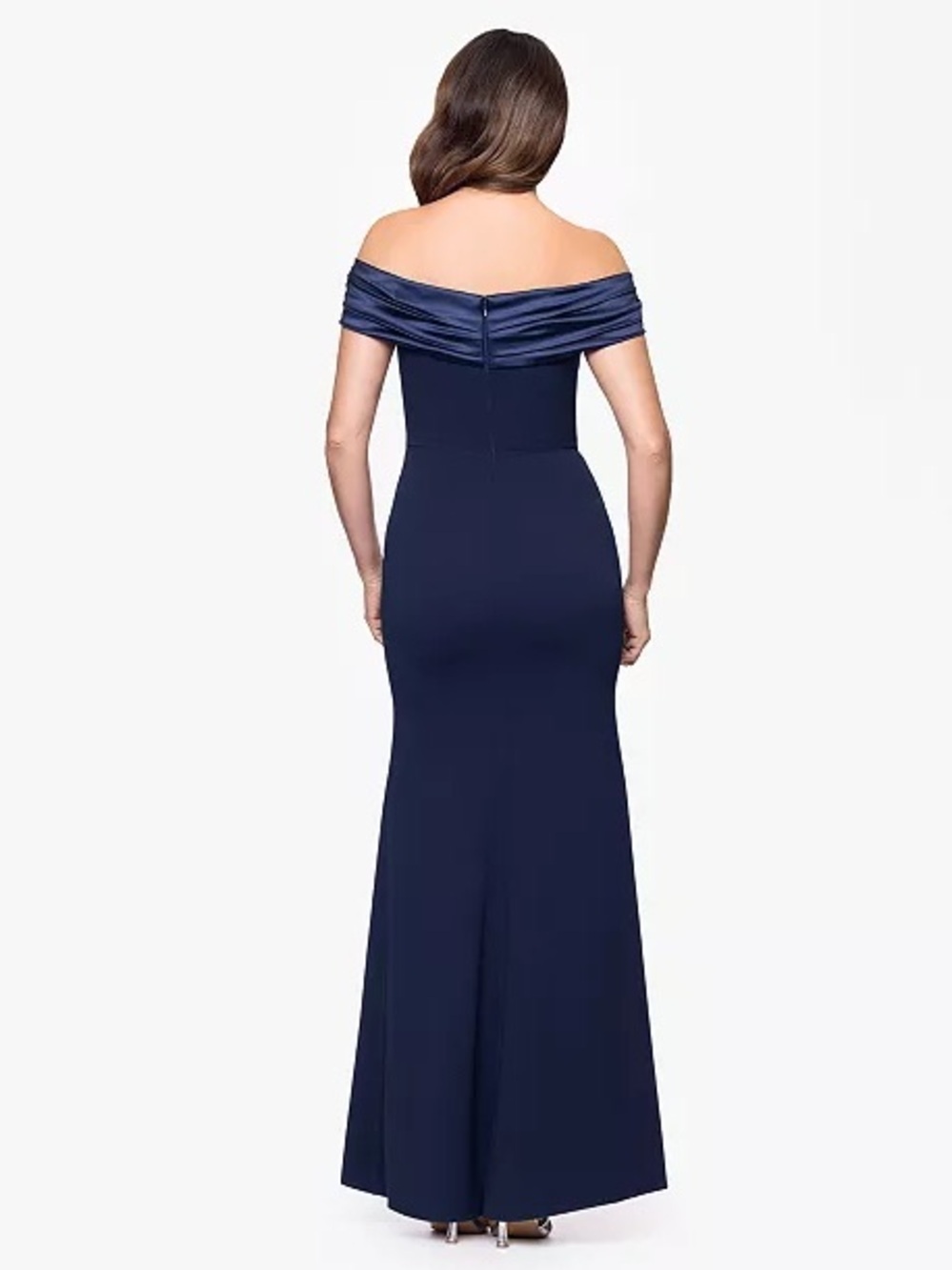 Stunning Off-Shoulder Navy Evening Gown - Picture 3 of 6